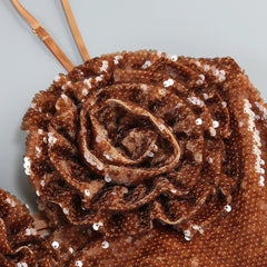 Sleeveless 3D Flower Sequin A-Line Corset Mini Dress