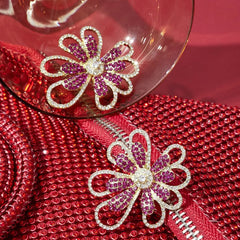 Pink Daisy Rhinestone Overlined Earrings