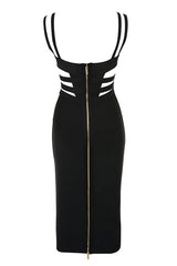 Pre Order: Belt Hollow Out Bandage Midi Dress
