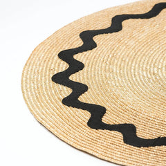 Patch Flat Top Large Brim Straw Hat