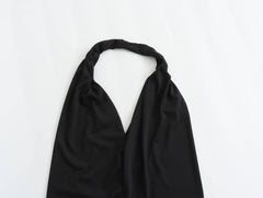 Pre Order: Backless Pleated Bag Hip Hanging Neck Dress