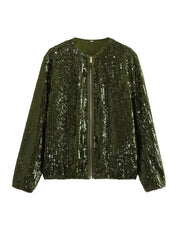 Sequin Shimmer Zip Up Pilot Jacket