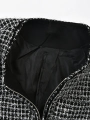 Tweed Round Neck Loose Jacket