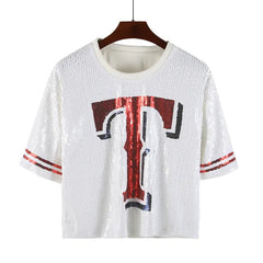 Pre Order: Baseball Football Sequin Jersey T-Shirt