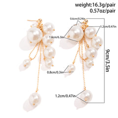 Pearl Bead Tassel Earrings
