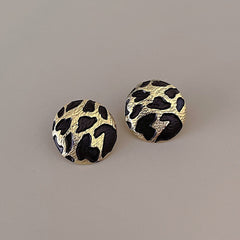 Irregular Leopard Print Round Earrings