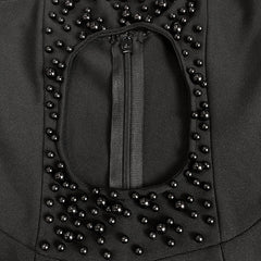 Pre Order: Black Pearl Strapless Sleeveless High Waist Hollow Out Mini Dress