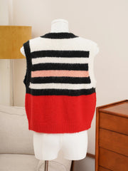 Wool Blend Striped Knitted Vest