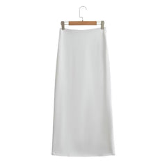 Satin Short Sleeved Cropped Shirt + High Waisted Skirt