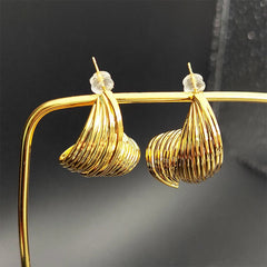 Pleated Metal Stud Earrings