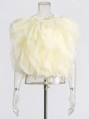 Splicing Ruffle Edge Mesh Top