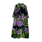 Ruffled Sleeves Pleated Lace Up Dress