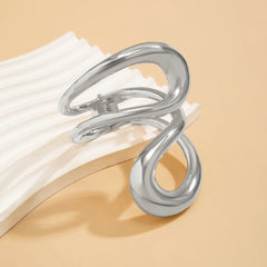 Irregular Chunky Hollow Out Metal Spring Cuff Bracelet