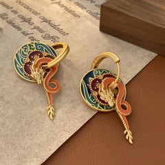 Retro Palace Dragon Shaped Hoop Earrings