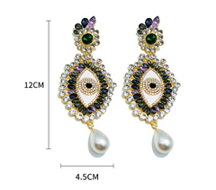 3D Big Eyelashes Rhinestone Retro Earrings