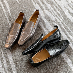 Retro Flat Bottom Leather Loafers