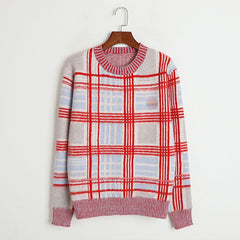 Plaid Mohair Knitted Sweater