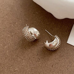 Metal Pearl Arc Earrings