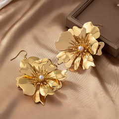 Retro Flower Petal Hook Earrings