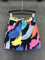 Rainbow High Waist Hip Hugging Mini Skirt