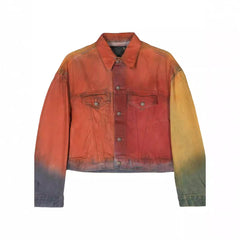 Wash and Spray Color Short Denim Jacket