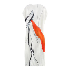 Pleated Graffiti Long Dress