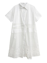 White Lace Midi Big Size Shirt Dress