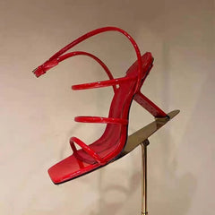 Strange Heel One Ankle Strap Open Toe Sandals