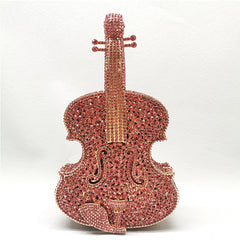 Violin-Shape Rhinestone Clutch Bag
