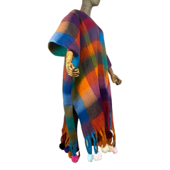 Warm Colorful Loose Plaid Cardigan - WINI