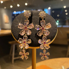 Candy Color Flower Zircon Earrings