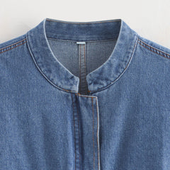 Solid Zip Up Short Denim Top