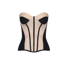 Mesh Color Block Chiffon Tube Top + Mesh Maxi Skirt