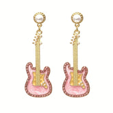 Glazed Pearl Diamond Guitar Earrings