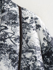 Vintage Ink Painting Cotton Padded Kimono Jacket