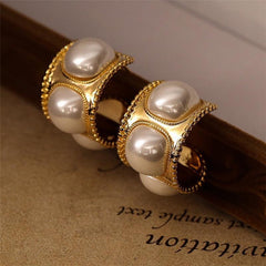 Elegant Pearl Hoop Earrings