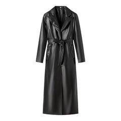 Pre Order: Black PU Leather Coat