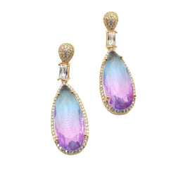 Gradient Purple Zircon Water Drop Earrings