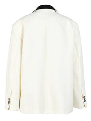 White Single-Breasted V-Neck Long Sleeve Coat