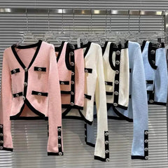 Vintage Long Sleeve Cardigan + Vest + Mini Skirt Set