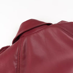 Solid Motorcycle Style Leather Jacket