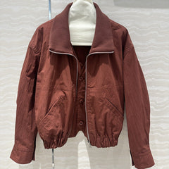 Thick Collar Buttoned Zip Up Front Pocket Jacket