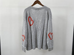 Red Heart Jacquard V-Neck Knit Cardigan