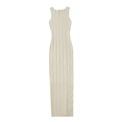 Elegant Solid Sleeveless Knitted Slim Maxi Dress