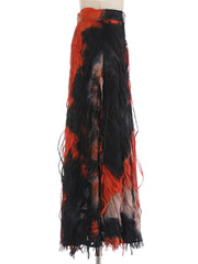 Tie Dye Fringe Midi Skirt