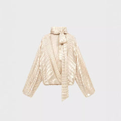 Deep V Crocodile Like Texture Top