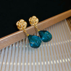 Retro Square Flower Stud Earrings