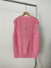 Round Neck Solid Knitted Ribbed Vest