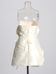 Lace Up Waistband Hip Wrapped Mini Dress