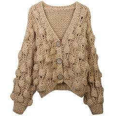 Hand Woven Bubble Knitted Cardigan